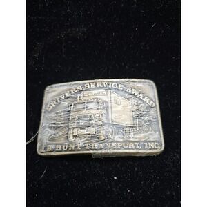 Vtg JB Hunt Transport Drivers Service Award Solid Brass Belt Buckle Trucker 70s